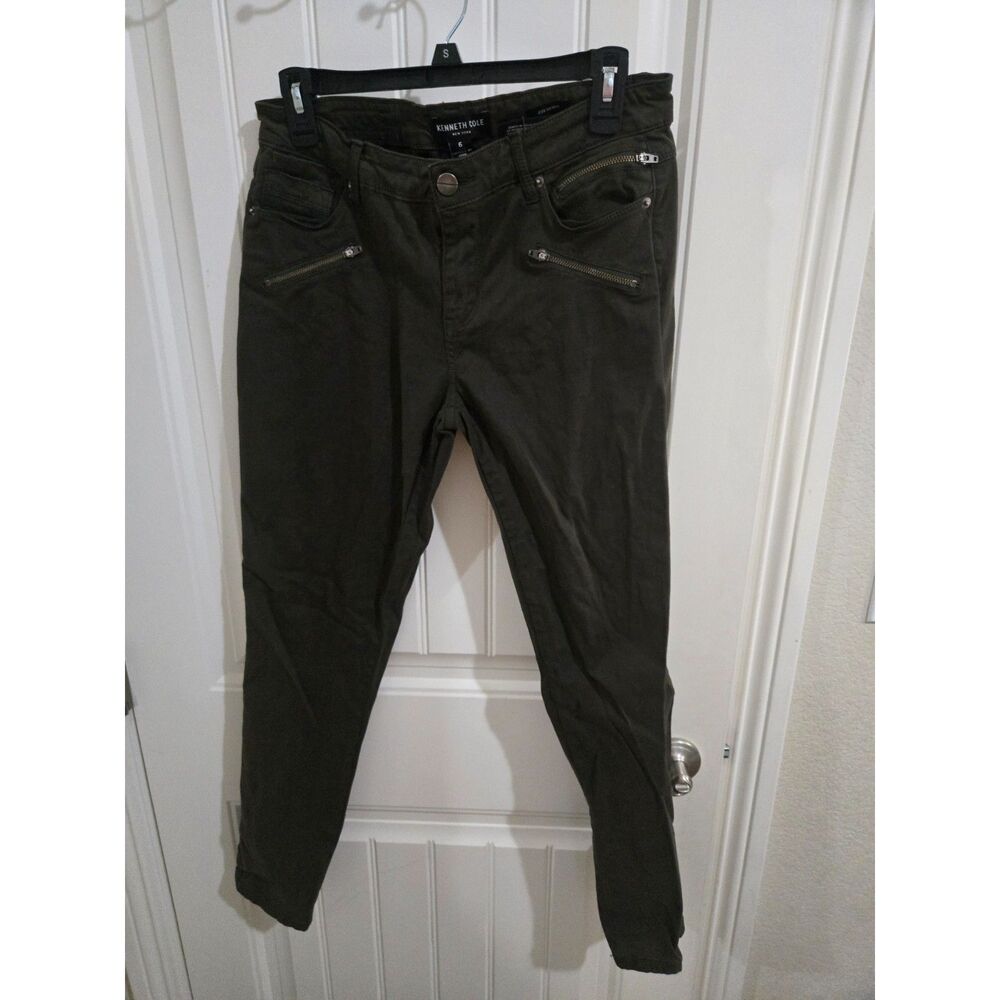 Kenneth Cole New York Women’s Size 6 Jess Skinny Pants Olive Green Zip Pockets